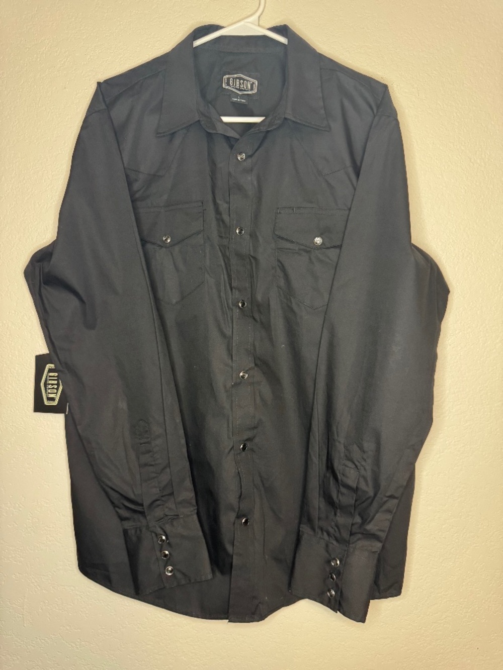 NWT Gibson Trading Co Men’s L Black Western Pearl Snap Shirt Boot Barn